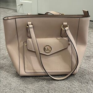 Michael Kors Neutral Blush Saffiano Leather Tote with Front Pocket